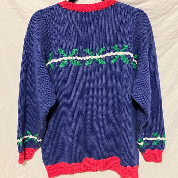 M/L 1980s Vintage knitted Holiday Christmas Stocking Toys Winter sweater - Picture 2 of 14